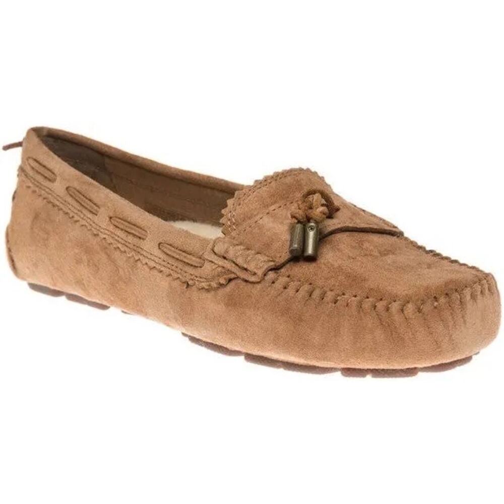UGG Sz 6 Roni Moccasin Slipper Suede Leather Loafer Shoes Chestnut Brown Women’s